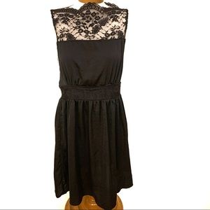 Free People Black Lace Detail Sexy Low Cut Sides Scalloped Neckline Dress